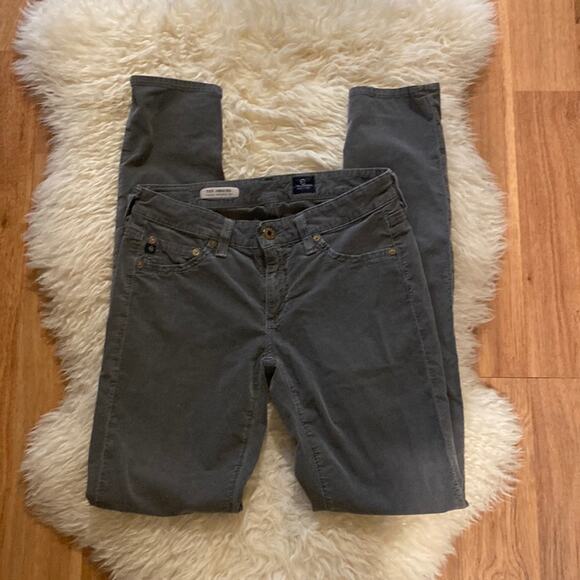 Ag Adriano Goldschmied The Jeggings Super Skinny Fit Gray Corduroys EUC Sz 27R - Picture 1 of 13